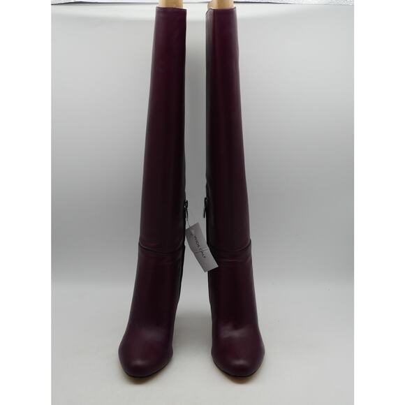 NEW Nine West Women's 5 WIDE CALF Sancha Knee High Boots Red Leather Heels - Picture 8 of 12